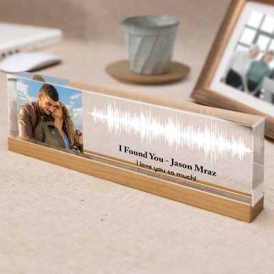 Soundwave Art With Photo Acrylic Plaque, Song Plaque Custom, Personalized Anniversary Gifts, Couple Gift, Music Love Gift