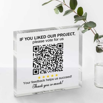 Custom QR Code Acrylic Display, Small Business Decor, Beauty, Spa, Salon, Restaurant, Office, Online Feedback Reviews