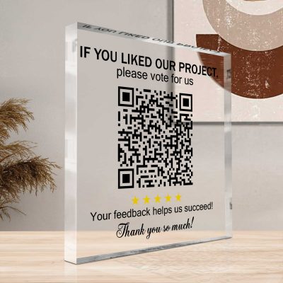 Custom QR Code Acrylic Display, Small Business Decor, Beauty, Spa, Salon, Restaurant, Office, Online Feedback Reviews