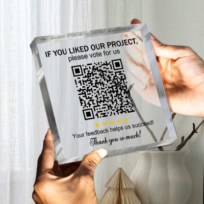 Custom QR Code Acrylic Display, Small Business Decor, Beauty, Spa, Salon, Restaurant, Office, Online Feedback Reviews