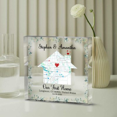 Personalised First Home Gift, Custom First Home Map Acrylic Plaque, New Home Gifts, New House Gift, Gift for New Homeowners, Gift for Couples