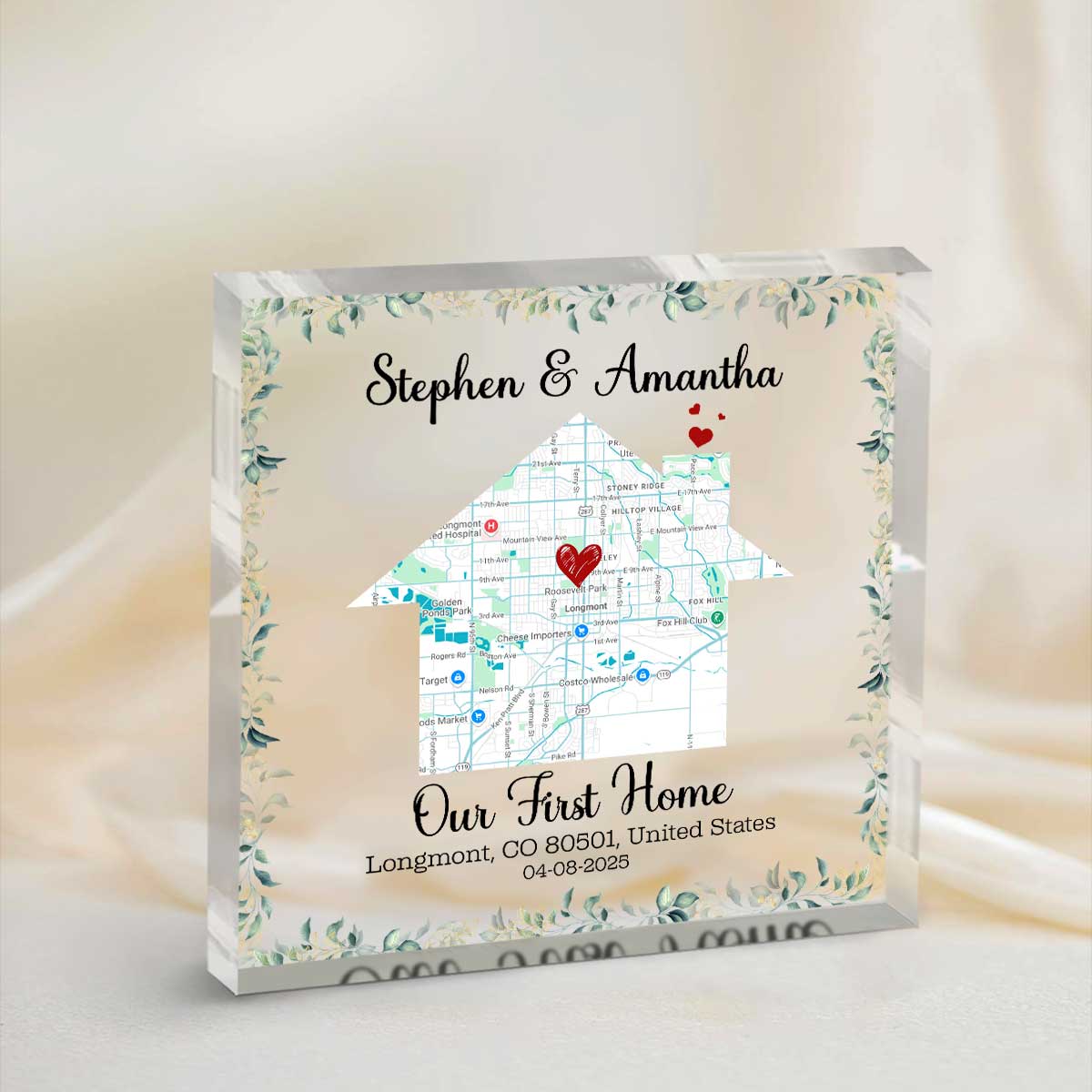 Personalised First Home Gift, Custom First Home Map Acrylic Plaque, New Home Gifts, New House Gift, Gift for New Homeowners, Gift for Couples