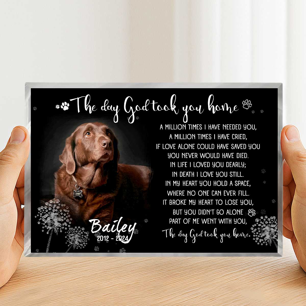 Personalized Dog Memorial Plaque With Poem, Dog Loss Sympathy Keepsake, Pet Bereavement Gift, Dog Sympathy Gift