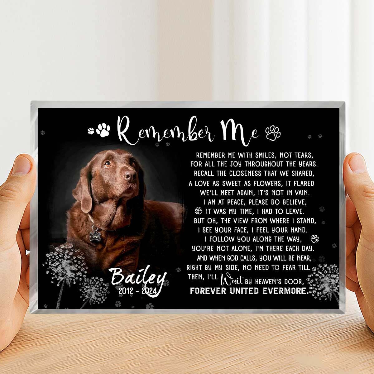 Pet Remembrance Plaque With Photo, Pet Bereavement Gift, Custom Acrylic Photo Gift, Keepsake For Dogs, Pet Loss Memorial Gifts