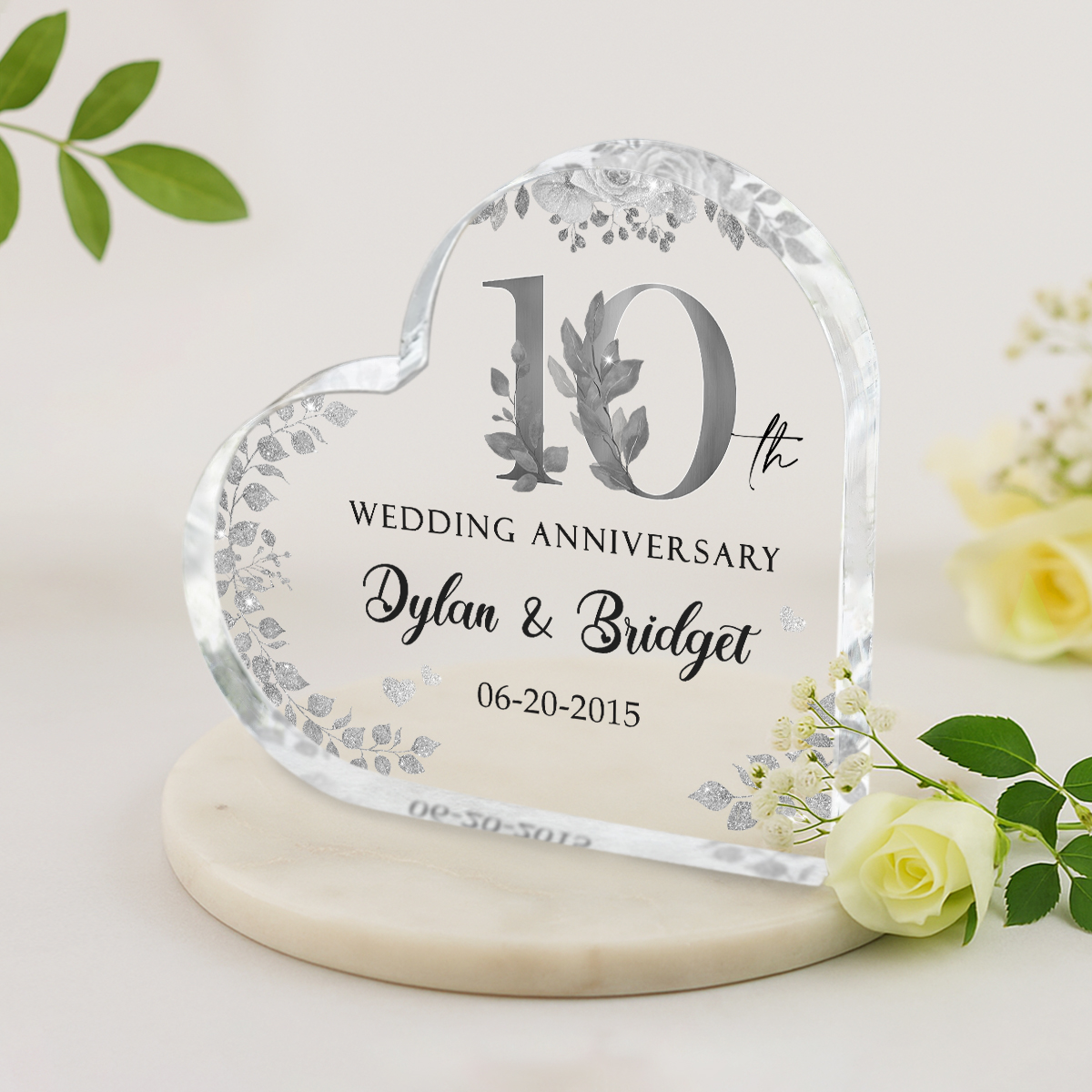 10 Years Anniversary Heart Acrylic Plaque, Personalized 10th Anniversary  Gift, Tin Wedding Anniversary Gifts, Tenth Anniversary Gift For Him 6x6 