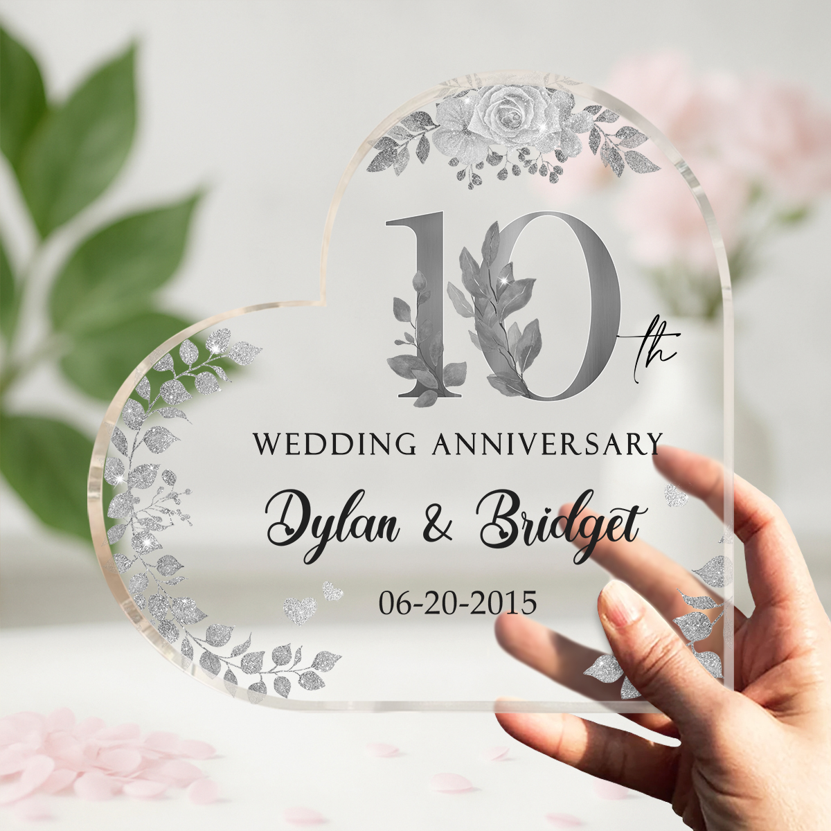 10 Years Anniversary Heart Acrylic Plaque, Personalized 10th Anniversary Gift, Tin Wedding Anniversary Gifts, Tenth Anniversary Gift For Him 1 Personalized 10th Anniversary Gift, Tin Wedding Anniversary Gifts, Tenth Anniversary Gift For Him, 10 Years Anniversary Heart Acrylic Plaque