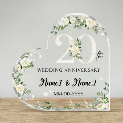 20th Wedding Anniversary Acrylic Plaque, Personalized 20th Anniversary Gift, Twenty Year Anniversary Gift, 20th Marriage Anniversary Keepsake Gift