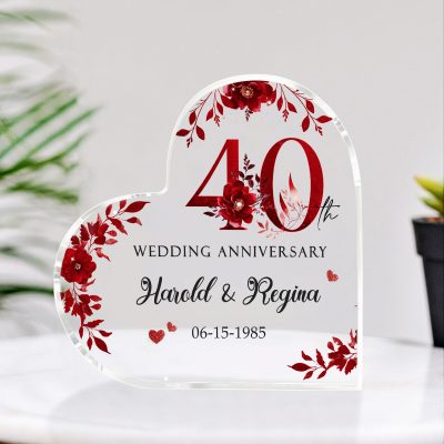 Personalized 40th Anniversary Gift, Ruby Anniversary Gifts Keepsake, 40th Wedding Anniversary Acrylic Plaque, 40th Anniversary Gifts For Parents