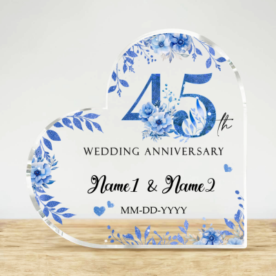 45th Wedding Anniversary Acrylic Plaque, Personalized 45th Anniversary Gift, 45th Wedding Gift For Parents, Sapphire Anniversary Keepsake