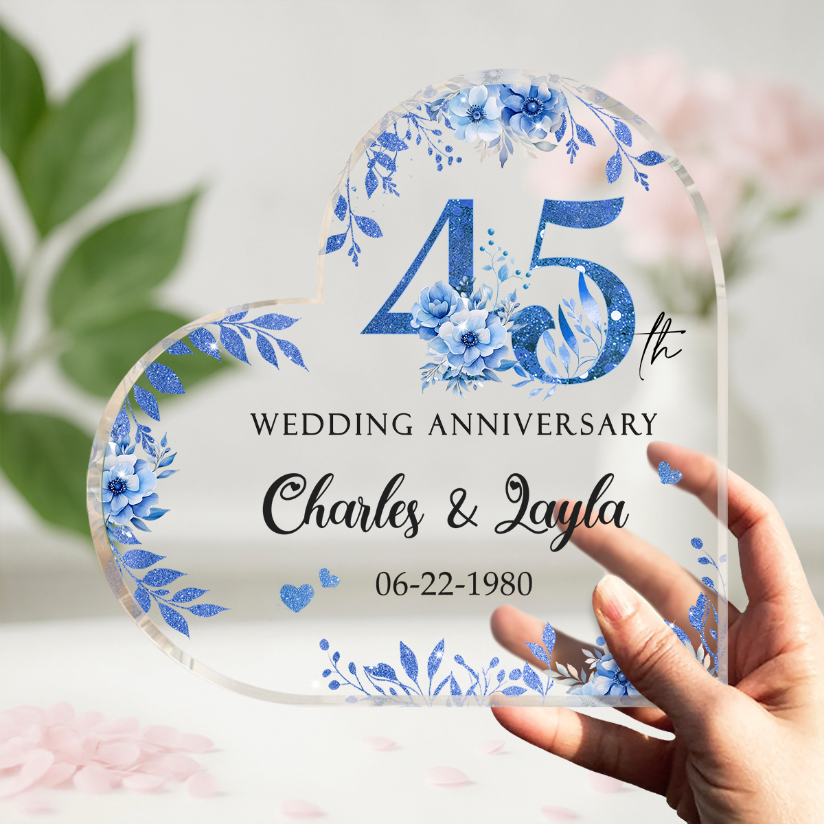 45th Wedding Anniversary Acrylic Plaque, Personalized 45th Anniversary Gift, 45th Wedding Gift For Parents, Sapphire Anniversary Keepsake 1 Personalized 45th Anniversary Gift, 45th Wedding Anniversary Acrylic Plaque, 45th Wedding Gift For Parents, Sapphire Anniversary Keepsake