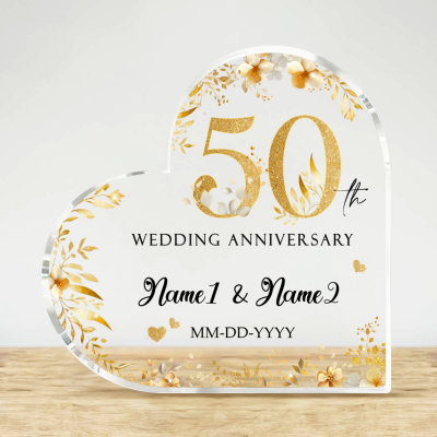 50th Wedding Anniversary Acrylic Plaque, Personalized 50th Anniversary Gifts, Golden Anniversary Gifts, 50th Anniversary Gifts For Parents