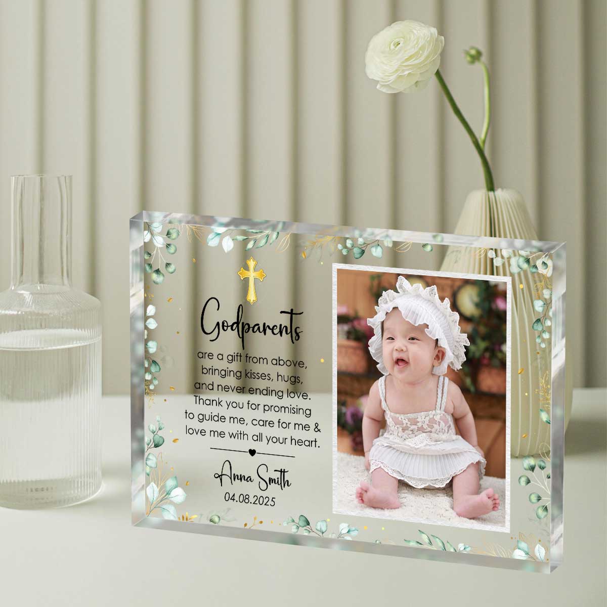 Godparents Acrylic Plaque With Photo, Personalized Godparents Gift