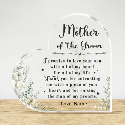 Personalized Mother Of The Groom Gift, Mom of the Groom Gift, Mother of the Groom Acrylic Plaque, Gift for Mother in law, Wedding Gift from Bride
