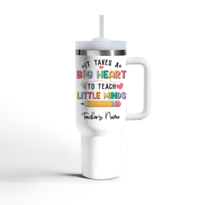 Custom Teacher Tumbler With Name, Personalized Teacher Tumbler with Handle, Appreciation Gift for Teacher, Back to School Gifts