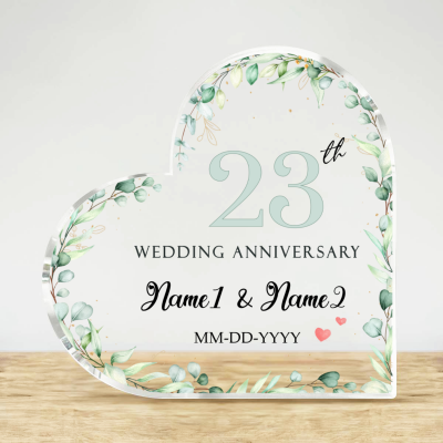 Custom Wedding Anniversary Heart Acrylic Plaque, Personalized Anniversary Gifts, Wedding Anniversary Gifts By Year, Anniversary Gifts For Him