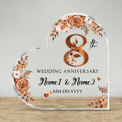 Customized Acrylic Plaque - 8th Wedding Anniversary, Personalized 8 Year Wedding Anniversary Gift, Eighth Wedding Anniversary Bronze Gifts