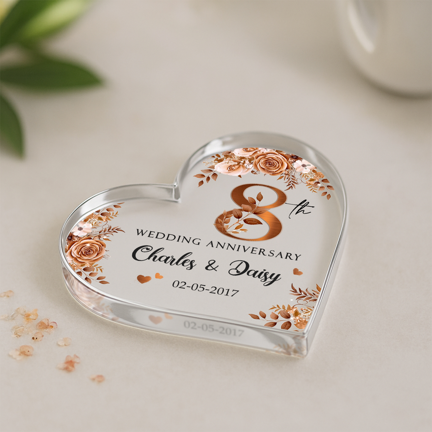 Customized Acrylic Plaque - 8th Wedding Anniversary, Personalized