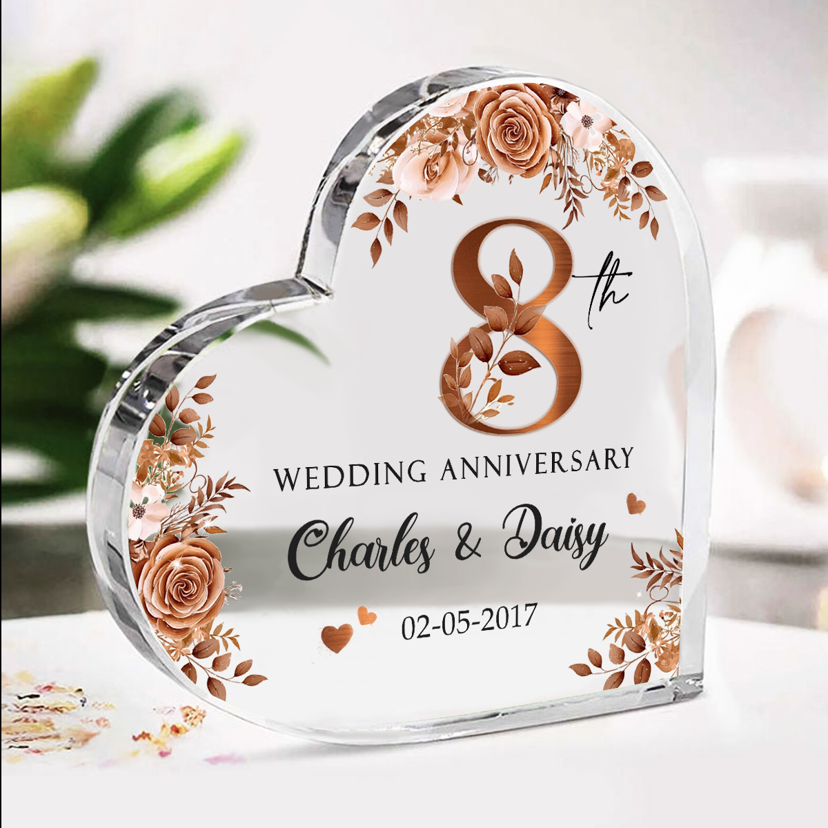 Customized Acrylic Plaque - 8th Wedding Anniversary, Personalized