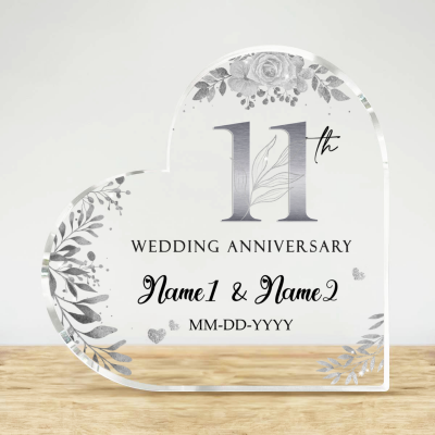 Custom Acrylic Plaque - 11th Wedding Anniversary, Personalized 11 Year Anniversary Gift, Eleventh Anniversary Gift, 11th Steel Anniversary Gifts