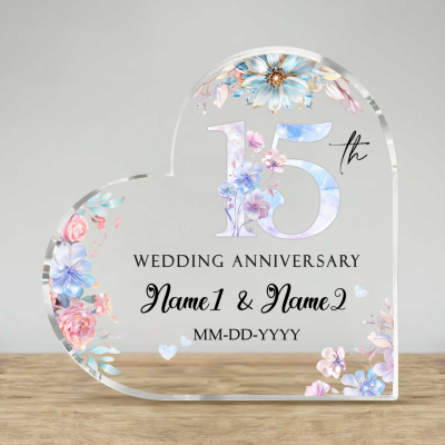 15th Wedding Anniversary - Acrylic Plaque, Personalized 15th Wedding Anniversary Gift, 15 Year Crystal Anniversary Gifts, Fifteen Year Anniversary Gifts