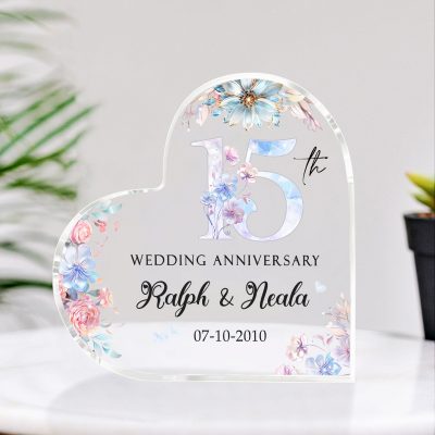 Personalized 15th Wedding Anniversary Gift, 15 Year Crystal Anniversary Gifts, Fifteen Year Anniversary Gifts, 15th Wedding Anniversary Acrylic Plaque