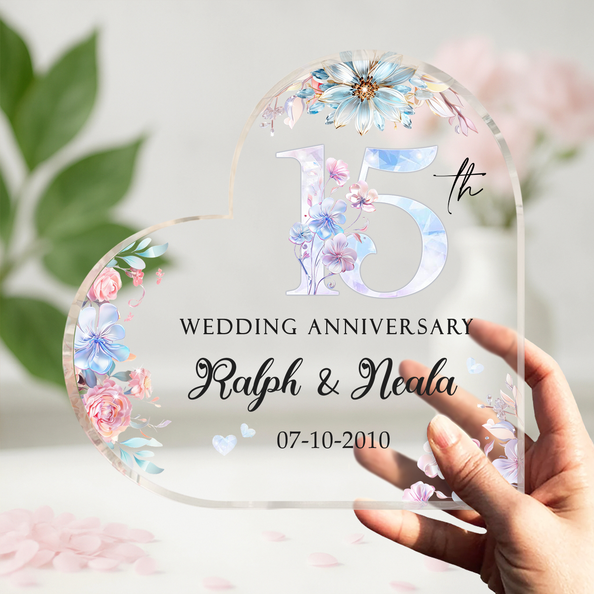 Personalized 15th Wedding Anniversary Gift, 15 Year Crystal Anniversary Gifts, Fifteen Year Anniversary Gifts, 15th Wedding Anniversary Acrylic Plaque