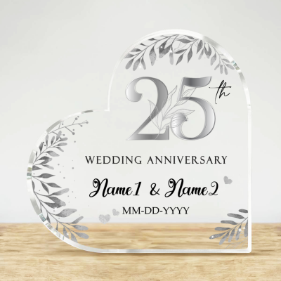25th Wedding Anniversary - Customized Acrylic Plaque, Personalized 25th Anniversary Gifts, 25 Year Silver Anniversary Gifts, Gift For 25th Marriage Anniversary