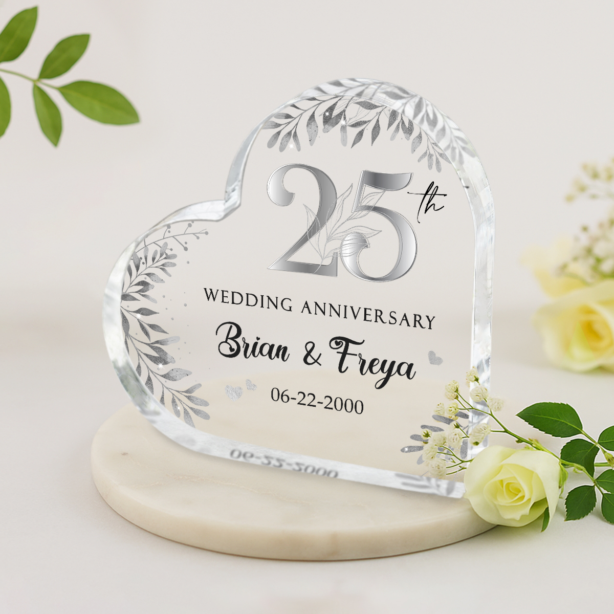Personalized 25th Anniversary Gifts, 25 Year Silver Anniversary Gifts, Gift For 25th Marriage Anniversary, 25th Wedding Anniversary Acrylic Plaque