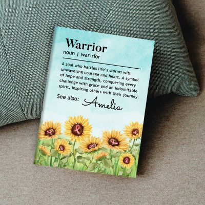 Personalized Sunflower Warrior Journal, Custom Warrior Definition Journal, Cancer Recovery Gift, Encouragement Gift, Breast Cancer Gifts For Her