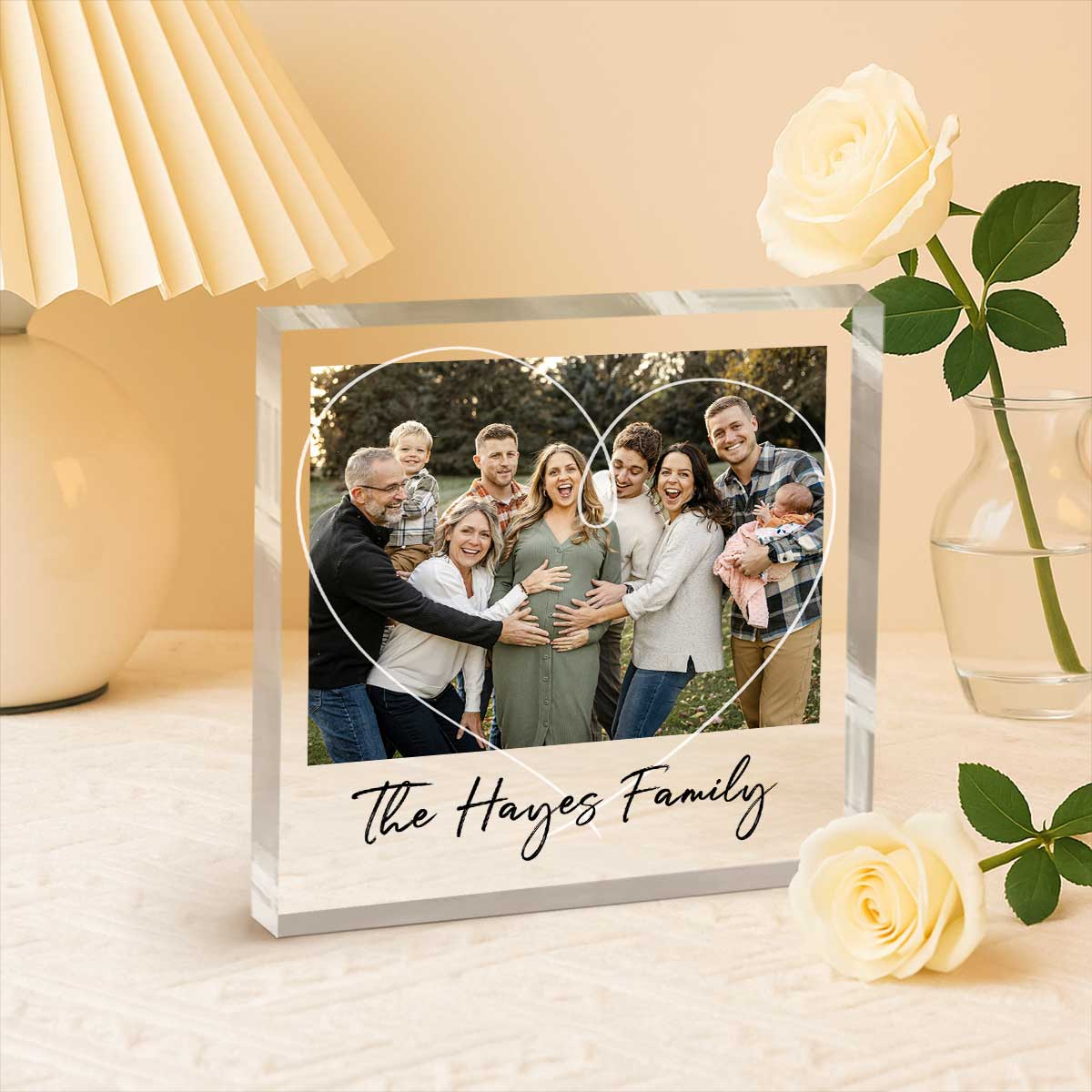 Personalized Photo Print Acrylic Block Plaque, Custom Photo Family 