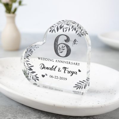 Personalized 6 Year Anniversary Gift, Iron Wedding Anniversary Gifts, 6th Wedding Anniversary Acrylic Plaque, Sixth Marriage Anniversary Gift