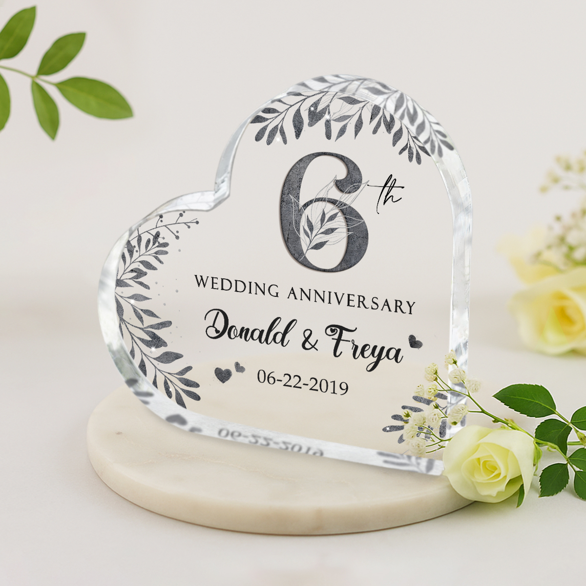 Personalized 6 Year Anniversary Gift, Iron Wedding Anniversary Gifts, 6th Wedding Anniversary Acrylic Plaque, Sixth Marriage Anniversary Gift
