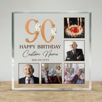 Happy 90th Birthday Photo Acrylic Plaque, Personalized 90th Birthday Gifts, Grandma Grandpa Birthday Gifts, 90th Birthday Ideas