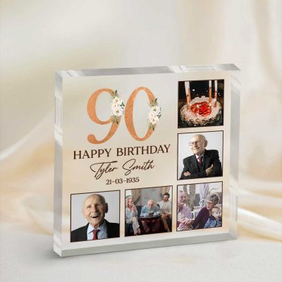 Happy 90th Birthday Photo Acrylic Plaque, Personalized 90th Birthday Gifts, Grandma Grandpa Birthday Gifts, 90th Birthday Ideas