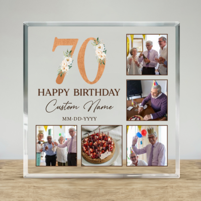 Personalized 70th Birthday Photo Plaque, Custom 70th Birthday Gifts, Meaningful 70th Birthday Gifts For Dad, Seventy Birthday Gifts