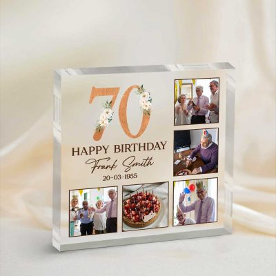 Personalized 70th Birthday Photo Plaque, Custom 70th Birthday Gifts, Meaningful 70th Birthday Gifts For Dad, Seventy Birthday Gifts