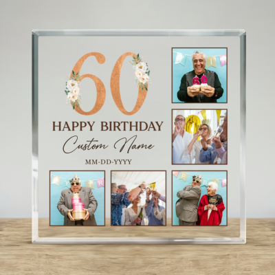 Personalized 60th Birthday Photo Plaque, Custom 60th Birthday Gifts, Mens 60th Birthday Gifts, Unique 60th Birthday Gifts For Him