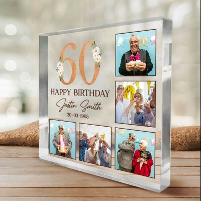Personalized 60th Birthday Photo Plaque, Custom 60th Birthday Gifts, Mens 60th Birthday Gifts, Unique 60th Birthday Gifts For Him