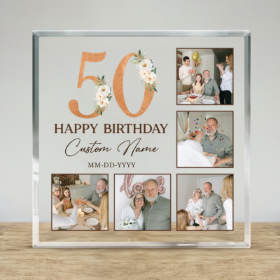 Personalized 50th Birthday Photo Plaque, Custom 50th Birthday Gifts, 50th Birthday Gifts For Men, 50th Birthday Gifts For Him