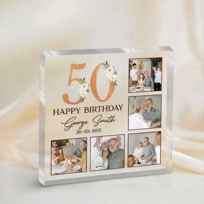 Personalized 50th Birthday Photo Plaque, Custom 50th Birthday Gifts, 50th Birthday Gifts For Men, 50th Birthday Gifts For Him