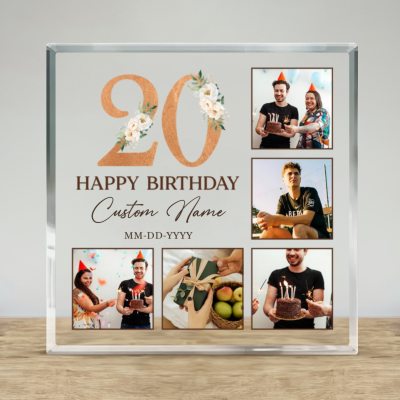 Personalized Happy 20th Birthday Photo Plaque, Custom 20th Birthday Gifts, 20th Birthday Presents, Birthday Ideas For 20th Birthday
