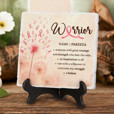 Warrior Cancer Survivor Definition Ceramic Plaque, Beat Breast Cancer Recovery Sign, Strength Keepsake, Encouragement Motivational Hardship Tile