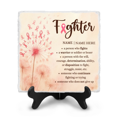 Custom Fighter Definition Ceramic Plaque, Breast Cancer Fighter Gifts, Encouragement Keepsake Gift, Motivational Friend Gift, Cancer Survivor Gift
