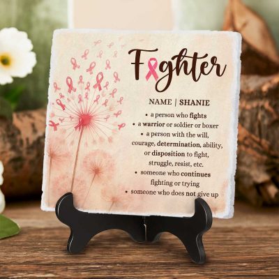 Custom Fighter Definition Ceramic Plaque, Breast Cancer Fighter Gifts, Encouragement Keepsake Gift, Motivational Friend Gift, Cancer Survivor Gift