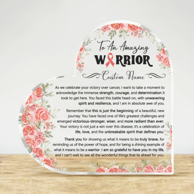 Personalized Cancer Survivor Heart Plaque for Women, Encouragement for Breast Cancer Warrior, Gifts for Cancer Fighter, Breast Cancer Survivor Gift