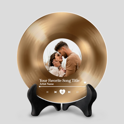 Custom Music Stone Plaque, Personalized Vinyl Record with Photo, Music Gift, Personalized Gift for Her, Wedding Song Gift