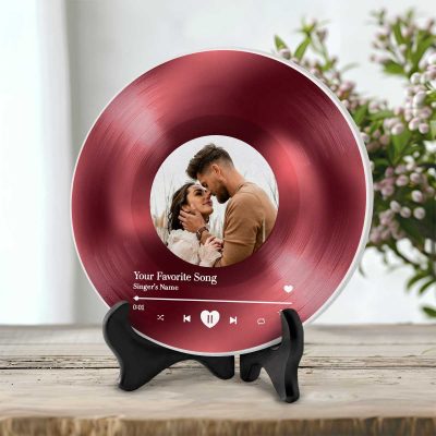 Personalized Vinyl Record with Photo, Custom Music Stone Plaque, Music Gift, Personalized Gift for Her, Wedding Song Gift
