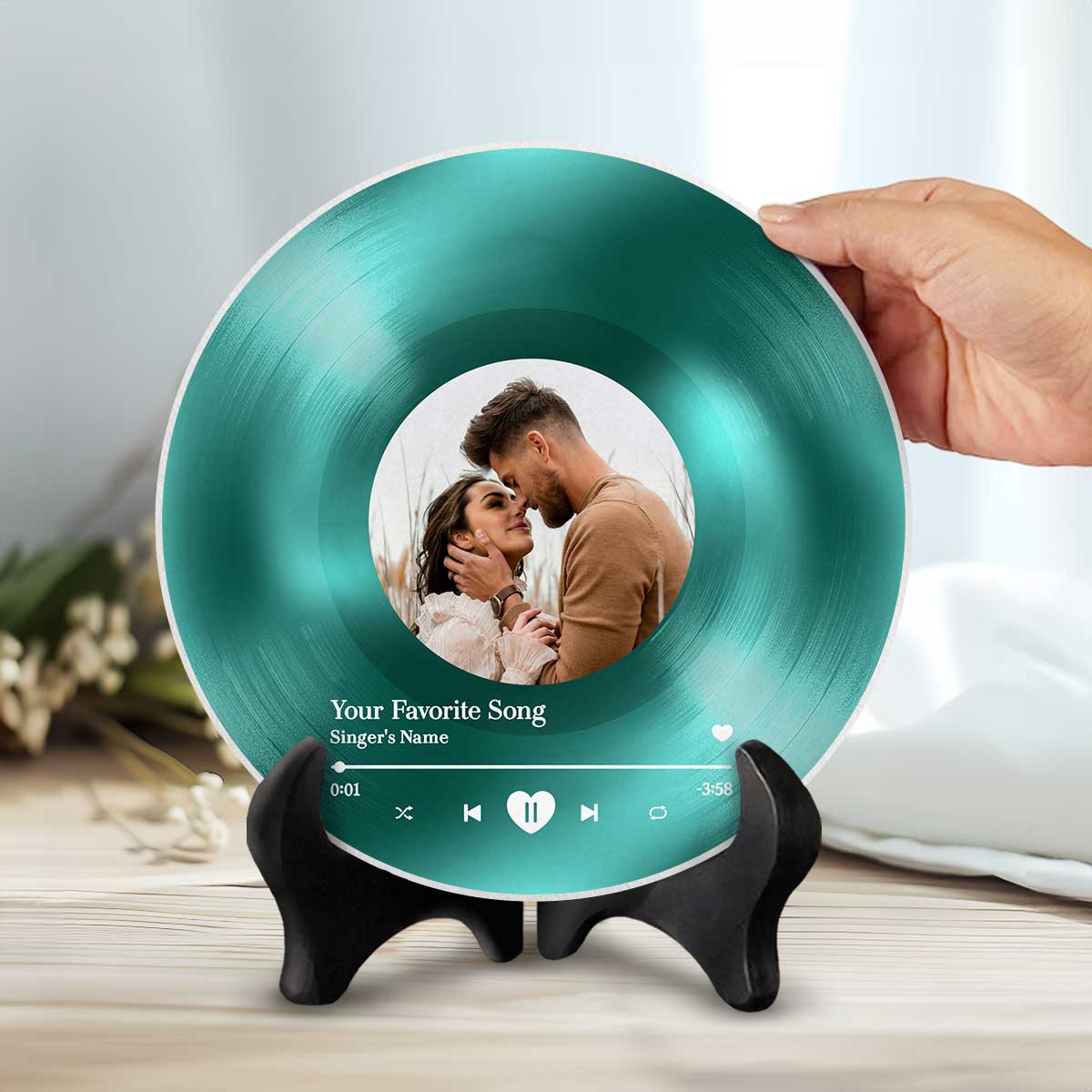 Personalized Vinyl Record with Photo, Custom Music Stone Plaque, Music Gift, Personalized Gift for Her, Wedding Song Gift
