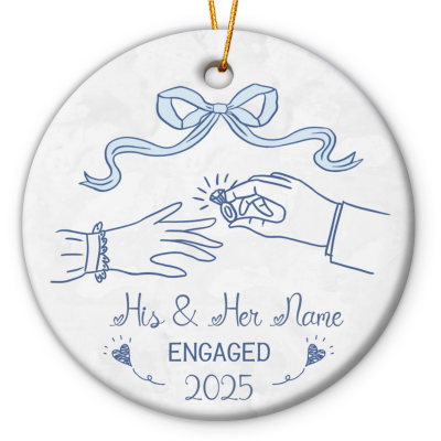 First Christmas Engaged Ornament, Personalized Engagement Gift for Couples, Custom Engagement Christmas Keepsake, Engaged Christmas Ornament