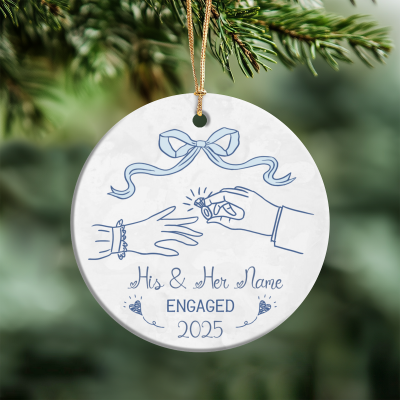 First Christmas Engaged Ornament, Personalized Engagement Gift for Couples, Custom Engagement Christmas Keepsake, Engaged Christmas Ornament